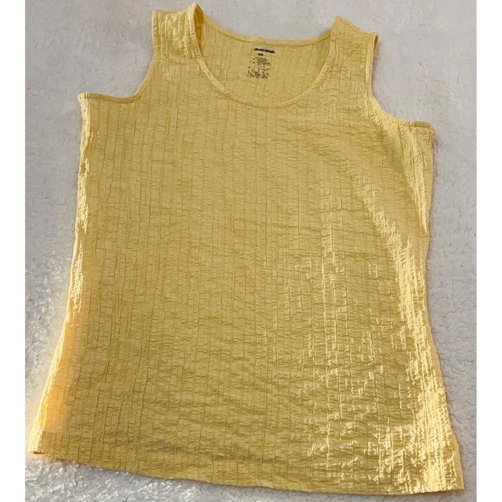 Basic Editions Women Yellow Crinkle Texture Sleeveless Tank Top Plus Size 18W